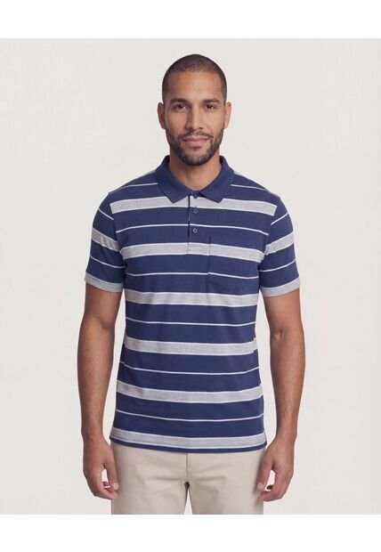 Polo  Para Hombre Cuello Tejido Con Bolsillo Color Azul Marca Ostu #60110897