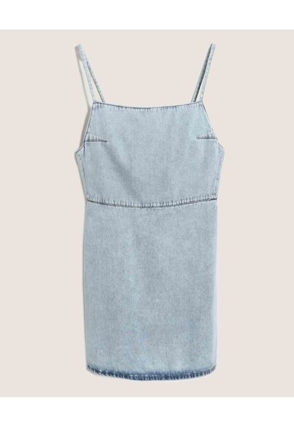 Vestido Corto Denim Tiras Delgadas  Para Mujer Azul Ostu