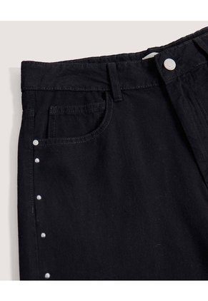Jean Culotte Con Taches Para Mujer Negro Ostu
