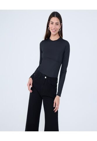 Camiseta Para Mujer Manga Larga Cuello Redondo Color Negro Marca Ostu #40092378 Ostu