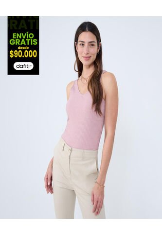 Camiseta Para Mujer Manga Sisa Cuello V Color Rosapastel Marca Ostu #40092430 Ostu