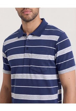 Polo  Para Hombre Cuello Tejido Con Bolsillo Color Azul Marca Ostu #60110897