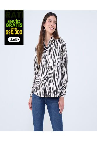 Camisa Para Mujer Manga Larga Color Beige Marca Ostu #40010295 Ostu