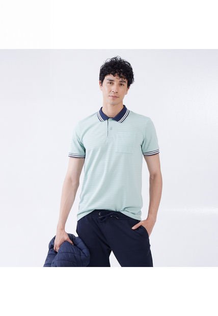 Polo Para Hombre Cuello Tejido Con Bolsillo Color Verde  Marca Ostu #60110545