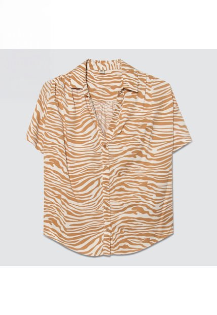Blusa Para Mujer Manga Corta Color Café  Marca Ostu #40120901
