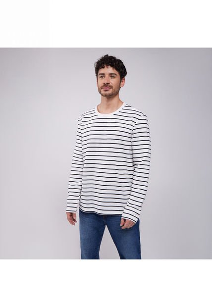 Camiseta Para Hombre Manga Larga Color Blanco Marca Ostu #60090817