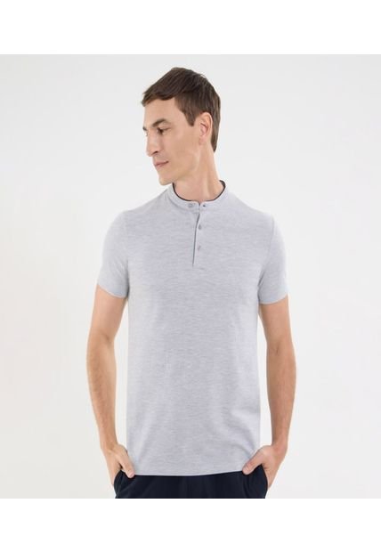 Polo Para Hombre Cuello Mao Sin Bolsillo Color Gris Marca Ostu #60110774