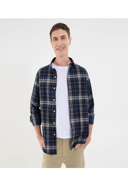 Camisa Para Hombre Manga Larga Sin Bolsillo Cuello Casual M Color Azul Marca Ostu #60010813
