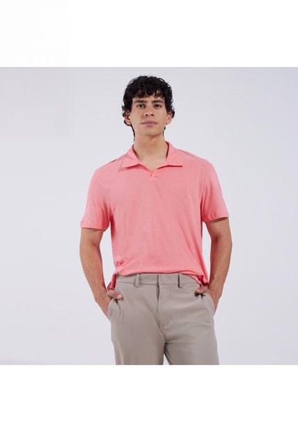 Polo Para Hombre Cuello Maquina Sin Bolsillo Color Rosado  Marca Ostu #60110556