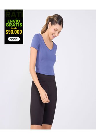 Crop Top Para Mujer Manga Corta Color Azul  Marca Ostu #40092280 Ostu