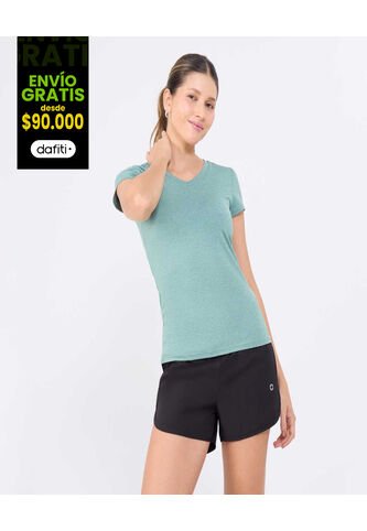 Camiseta Para Mujer Manga Corta Cuello V Color Verde  Marca Ostu #40092389 Ostu