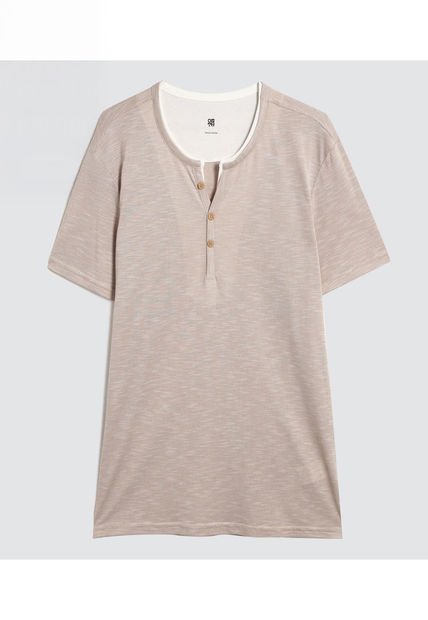 Camiseta Para Hombre Manga Corta Color Beige Marca Ostu #60091339