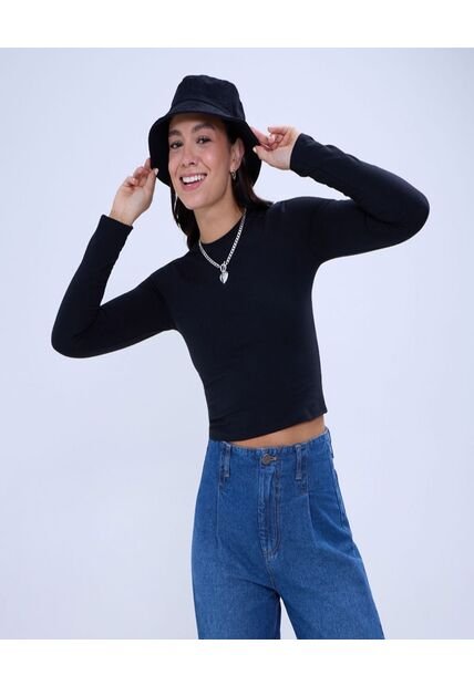 Camiseta Para Mujer Manga Larga Color Negro Marca Ostu #40092253