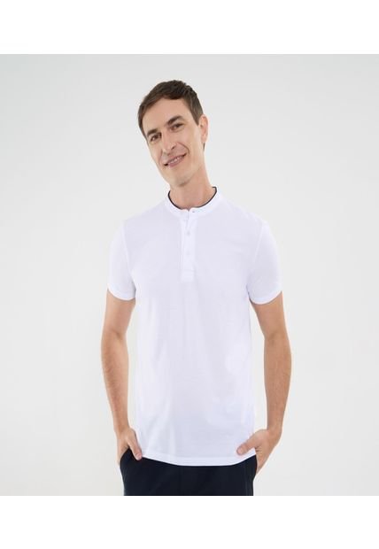 Polo Para Hombre Cuello Mao Sin Bolsillo Color Blanco Marca Ostu #60110774