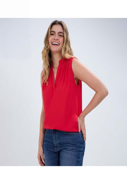 Blusa Para Mujer Manga Sisa Color Rojo Marca Ostu #40120961