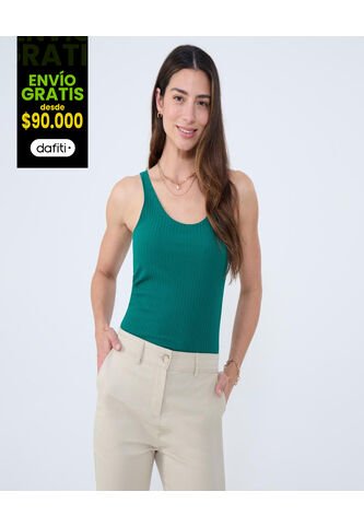 Camiseta Para Mujer Manga Sisa Cuello V Color Verde  Marca Ostu #40092431 Ostu