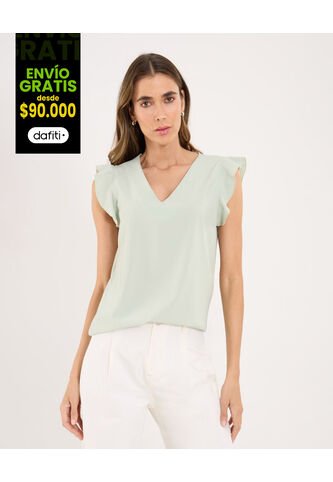 Blusa Para Mujer Manga Corta Color Verde  Marca Ostu #40121104 Ostu
