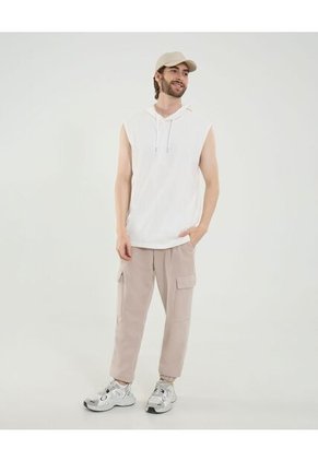 Camiseta Para Hombre Manga Sisa Cuello Redondo Color Crema Marca Ostu #60091694