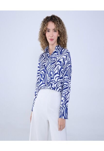 Camisa Para Mujer Manga Larga Color Azul Rey Marca Ostu #40010261
