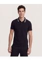 Polo  Para Hombre Cuello Tejido Sin Bolsillo Color Negro Marca Ostu #60110901 de Ostu