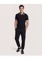 Polo  Para Hombre Cuello Tejido Sin Bolsillo Color Negro Marca Ostu #60110901 de Ostu