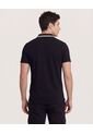 Polo  Para Hombre Cuello Tejido Sin Bolsillo Color Negro Marca Ostu #60110901 de Ostu