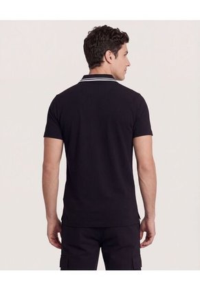 Polo  Para Hombre Cuello Tejido Sin Bolsillo Color Negro Marca Ostu #60110901