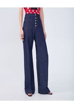 Jean Para Mujer Wide-Leg Color Azul Marca Ostu #40160493