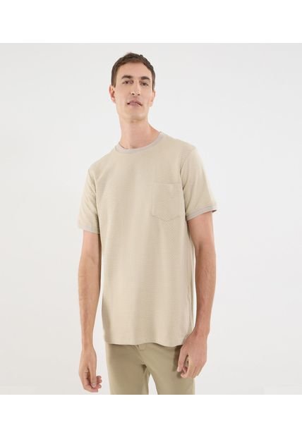 Camiseta Para Hombre Manga Corta Cuello Redondo Color Avena Marca Ostu #60091587
