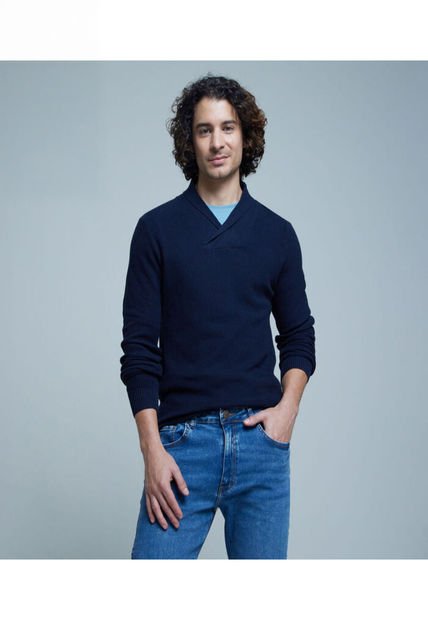 Saco Para Hombre Shawl Neck Color Azul  Marca Ostu #60330036