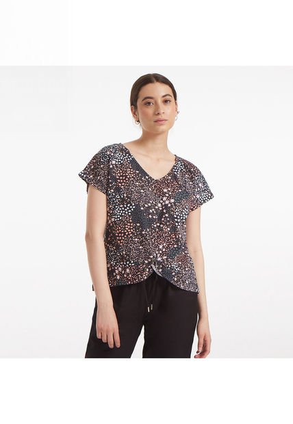 Camiseta Para Mujer Manga Corta Color Negro Marca Ostu #40091678