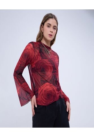 Camiseta Para Mujer Manga Larga Color Rojo Marca Ostu #40092264 Ostu