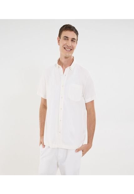 Camisa Para Hombre Manga Corta Con Bolsillo Cuello Button D Color Crema Marca Ostu #60010854