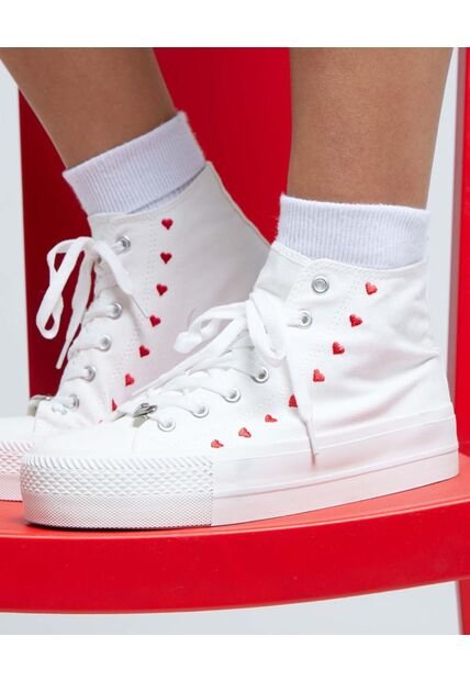 Tenis Para Mujer Canvas Color Blanco Marca Ostu #40720135