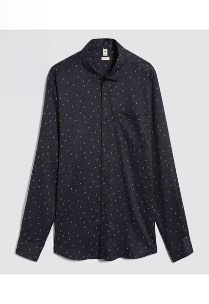 Camisa Para Hombre Manga Larga Con Bolsillo Color Azul  Marca Ostu #60010714