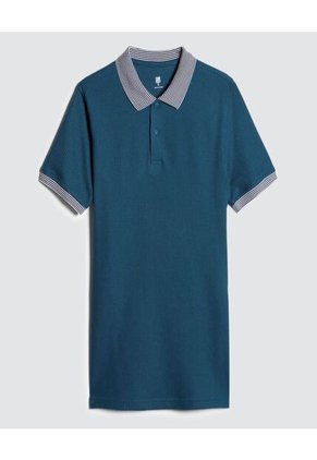 Polo Para Hombre Cuello Tejido Sin Bolsillo Color Azul Oscuro Marca Ostu #60110619