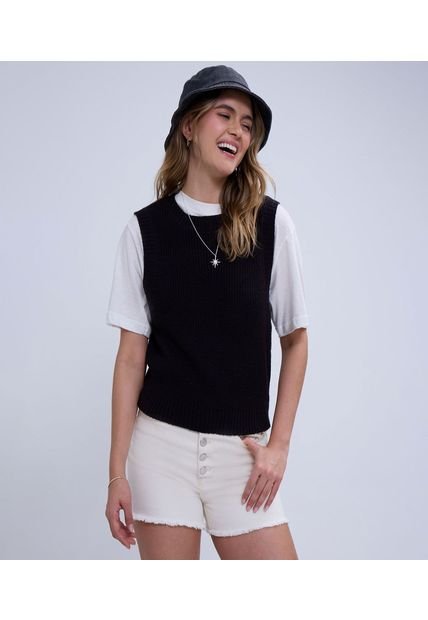 Chaleco Para Mujer Tejido Color Negro Marca Ostu #40250017