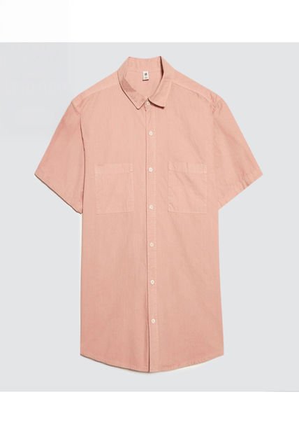 Camisa Para Hombre Manga Corta Con Bolsillo Color Rosado  Marca Ostu #60010681