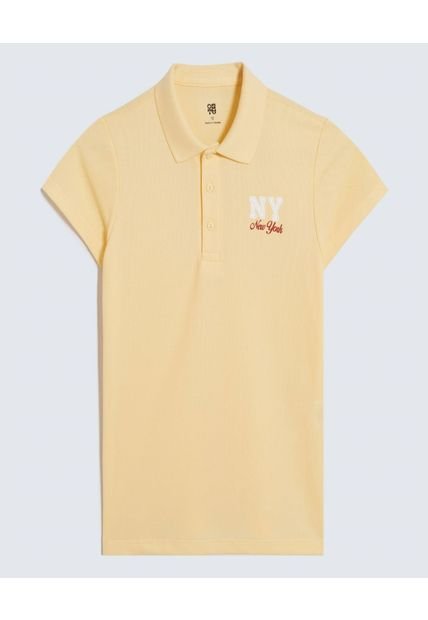 Polo Infantil Niña Manga Corta Color Amarillo Marca Ostu #90110004