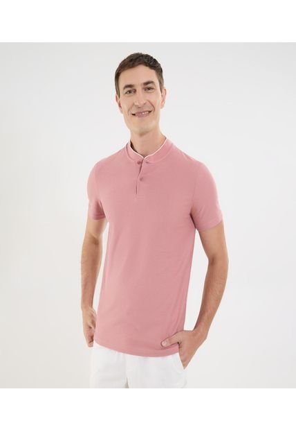 Polo Para Hombre Cuello Tejido Sin Bolsillo Color Rosa Marca Ostu #60110791