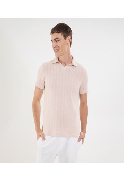 Polo Para Hombre Cuello Maquina Sin Bolsillo Color Beige Marca Ostu #60110811