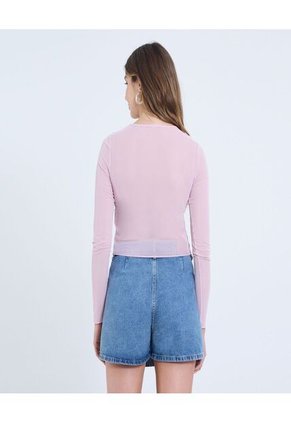 Camiseta Para Mujer Manga Larga Cuello Redondo Color Rosado Marca Ostu #40092445