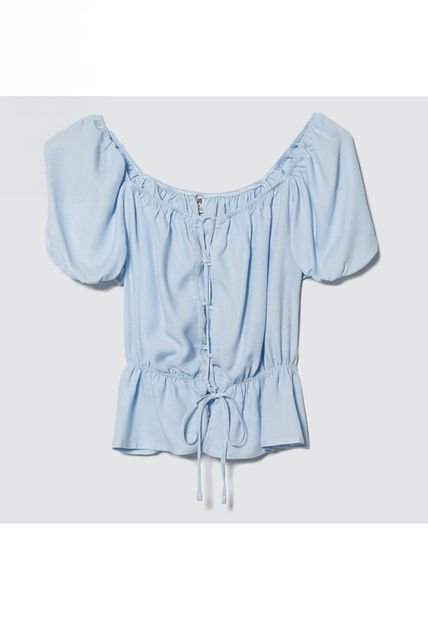 Blusa Para Mujer Manga Corta Color Azul  Marca Ostu #40120829