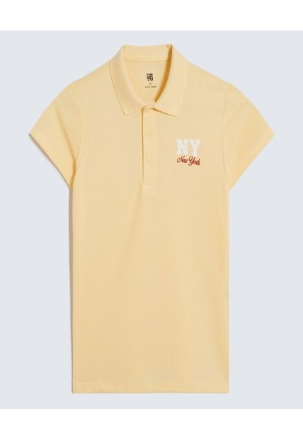 Polo Infantil Niña Manga Corta Color Amarillo Marca Ostu #90110004