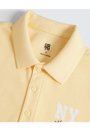 Polo Infantil Niña Manga Corta Color Amarillo Marca Ostu #90110004