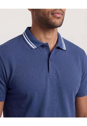 Polo Para Hombre Cuello Tejido Sin Bolsillo Color Azul Marca Ostu #60110903