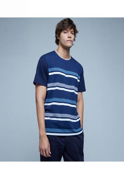 Camiseta Para Hombre Manga Corta Color Azul  Marca Ostu #60091194