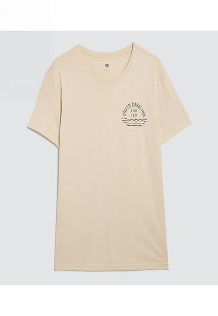 Camiseta Para Hombre Manga Corta Color Beige Marca Ostu #60091322