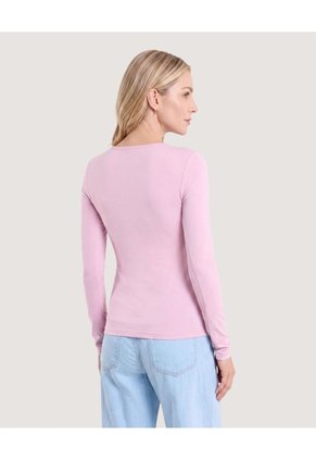 Camiseta Manga Larga Con Abertura  Para Mujer Lila Ostu