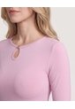 Camiseta Manga Larga Con Abertura  Para Mujer Lila Ostu de Ostu